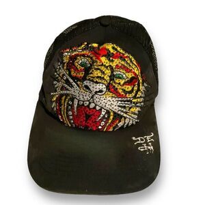 🧢🔥‎ Ed Hardy Rhinestone Tiger Trucker Hat | Y2K Streetwear Bling